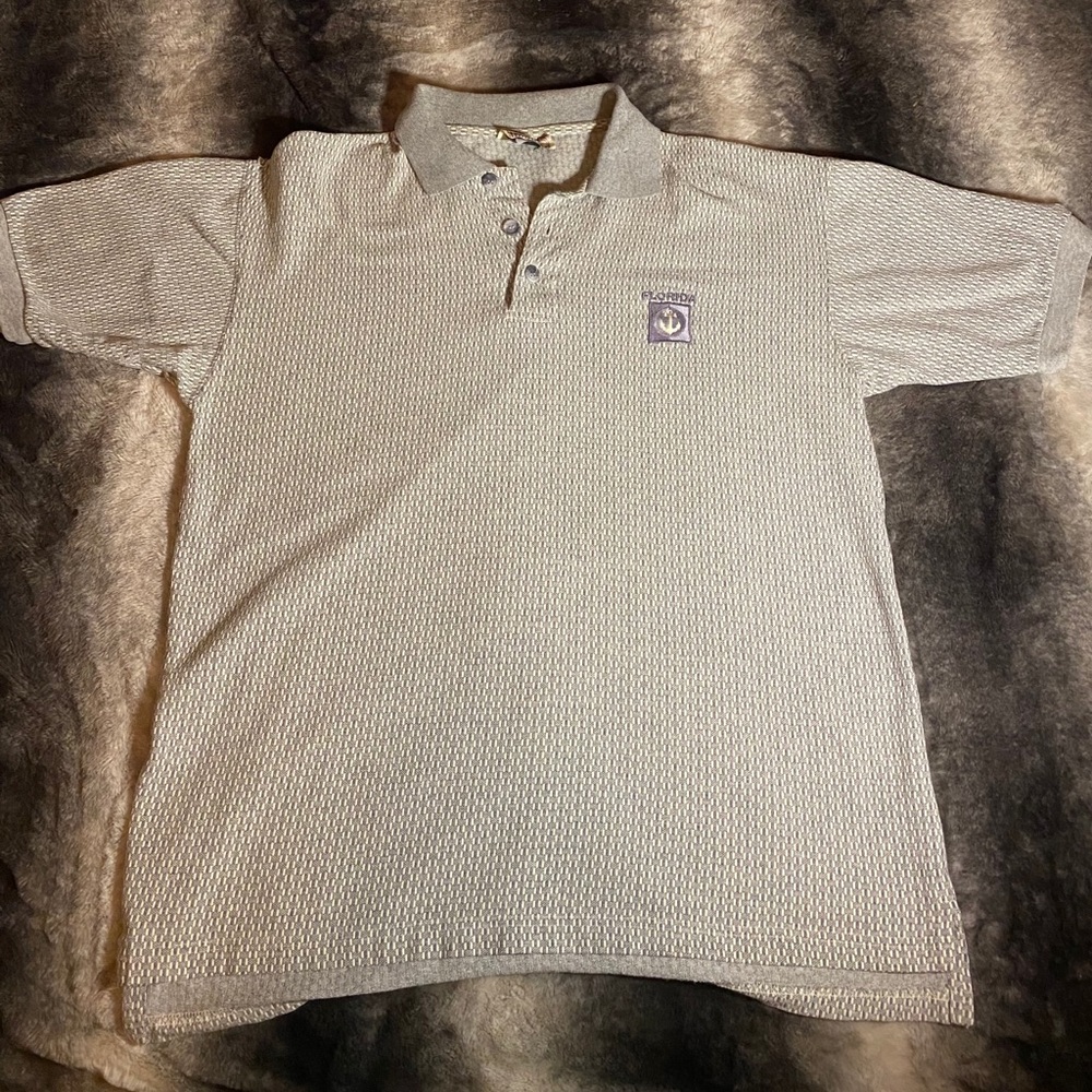 Gray short sleeved polo